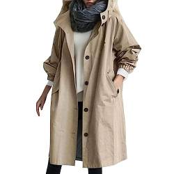 Jacke Damen Windbreaker Elegant Langarm Lange Jacke mit Kapuze Übergangsjacke Atmungsaktiv Parka Leichte Herbst Mantel Jacke Damen Y2K üBergangsjacke Regenjacke Damen Jacken von Generic