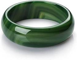 Jade-Armband für Frauen, natürlicher grüner Jade-Armreif, runde Jade-Armreifen mit Schmuckschatulle, Innendurchmesser 54–64 mm von Generic