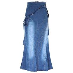 Jeansrock Damen Lang GroßE GrößEn - Jeansrock FüR Damen Elegant Jeansskirt Denim-Rock A-Linie Meerjungfrauenkleid Lange FaltenröCke Bodycon Bleistiftrock-Fischschwanzrock-MaxiröCke Denim-Rock von Generic