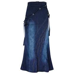 Jeansrock Damen Lang GroßE GrößEn - Jeansrock FüR Damen Elegant Jeansskirt Denim-Rock A-Linie Meerjungfrauenkleid Lange FaltenröCke Bodycon Bleistiftrock-Fischschwanzrock-MaxiröCke Denim-Rock von Generic