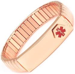 Jewellery Medical Alert Armband für Herren Damen Damen ID Armreif Elastischer Edelstahl Personalisiert von Generic