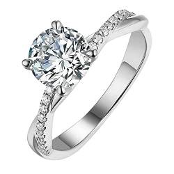 Jewelry GoldSilver Ring 5-11 Eheringe mit weißen Strasssteinen für Damen, Größe 925 Ringe, Gold, silber, 34 von Generic