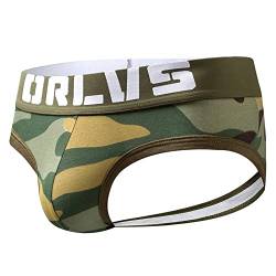 Jockstrap Herren Camo Men String Tanga Stretch Jocks Tanga Slip Männer Unterwäsche Sport Jockstraps Tangaslip Bequeme Weiche Unterwäsche Armeegrün XL von Generic