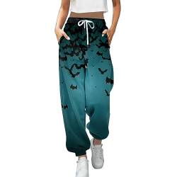 Jogginghose Damen Sporthose Lang Halloween Kostüm Lässige Sweatpants Lose Yoga Hosen Elastischer Bund Freizeithose Hohe Taille Bequeme Traininghose Laufhosen mit Taschen von Generic