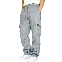 Jogginghose Herren Cargohose Trainingshose Herren Baumwolle Sporthose Herren Lange Winterhose Herren Freizeithose mit Gefütterte Herren Winter Baggy Cargo Hosen Dicke Warme Jogginghose von Generic