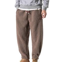 Jogginghose Herren Winter Fleece Sweathose Trainingshose Sherpa Gefüttert Warme Männer Sporthose Baumwolle Slim Fit Freizeithose mit Kordelzug Relaxing Hose Sportlich Jogger Fleece Hosen von Generic