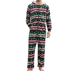 Jumpsuit Herren Kuschelig Warm Winter Kuschelig Weich Overall Flauschig Weihnachten Pyjama One Piece Schlafanzüge Große Größe Flanell Gepolsterter Hausanzug Bequemer Loungewear Onesie Mit Kapuze von Generic