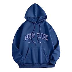 Kapuzenpullover Damen New York- Hoodie Damen Oversize-Sweatshirt Damen mit Kapuze Tasche Oversized Pullover Briefdruck Hooded Sweater Sweatpullover Kapuzenpulli Hoodies für Frauen Teenager Mädchen von Generic