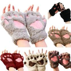 Katzenpfote Handschuhe Kawaii Handschuhe Katzenpfoten Cosplay Kunstpelz Plüsch Katzen Handschuhe Löwenpfoten Fingerlose Handschuhe für Mädchen Frauen von Generic
