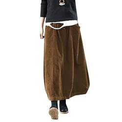 Kilt Rock Herbst Winter Cord Rock Frauen Vintage Midi Lange Röcke Weibliche Elastische Taille A-Linie Faltenrock Big Size von Generic