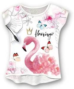 Kinder Jungen Mädchen Kurzarm T-Shirt Sommer Kurzarmshirt Freizeit Coole Tshirt Bluse Oberteil Shirt Top (as3, Numeric, Numeric_158, Regular, Flamingo) von Generic