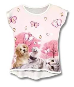 Kinder Jungen Mädchen Kurzarm T-Shirt Sommer Kurzarmshirt Freizeit Coole Tshirt Bluse Oberteil Shirt Top (as3, Numeric, Numeric_158, Regular, Süße Hund) von Generic