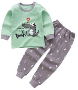 Kinder Jungen Mädchen Langarm Schlafanzug Top Hose Outfit Nachtwäsche Pyjama Set (DE/NL/SE/PL, Numerisch, 110, 116, Regular, Aligator) von Generic