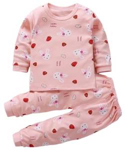 Kinder Jungen Mädchen Langarm Schlafanzug Top Hose Outfit Nachtwäsche Pyjama Set (DE/NL/SE/PL, Numerisch, 74, Regular, Hase 2) von Generic