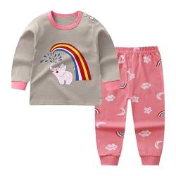 Kinder Jungen Mädchen Langarm Schlafanzug Top Hose Outfit Nachtwäsche Pyjama Set (DE/NL/SE/PL, Numerisch, 80, 86, Regular, Elefant 2) von Generic