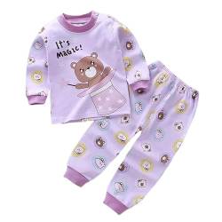 Kinder Jungen Mädchen Langarm Schlafanzug Top Hose Outfit Nachtwäsche Pyjama Set (DE/NL/SE/PL, Numerisch, 80, 86, Regular, Majic Teddy) von Generic