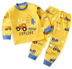 Kinder Jungen Mädchen Langarm Schlafanzug Top Hose Outfit Nachtwäsche Pyjama Set (DE/NL/SE/PL, Numerisch, 80, 86, Regular, Traktor 2) von Generic
