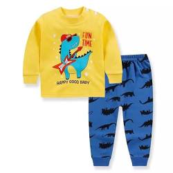 Kinder Jungen Mädchen Langarm Schlafanzug Top Hose Outfit Nachtwäsche Pyjama Set (DE/NL/SE/PL, Numerisch, 98, 104, Regular, Cool Dino) von Generic