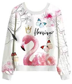 Kinder Mädchen Langarm Tshirt Langarmshirt Oberbekleidung Top Shirt Long-Sleeve T-Shirt (Flamingo, 128) von Generic