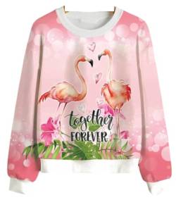 Kinder Mädchen Langarm Tshirt Langarmshirt Oberbekleidung Top Shirt Long-Sleeve T-Shirt (Flamingo mit Auto, 110) von Generic