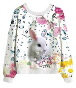 Kinder Mädchen Langarm Tshirt Langarmshirt Oberbekleidung Top Shirt Long-Sleeve T-Shirt (Hase, 98) von Generic