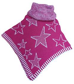 Kinder Mädchen Poncho Einhorn Pailletten Pullover Schalkragen Rollkragen (Sterne Rosa, 140) von Generic