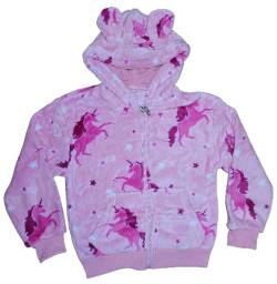 Kinder Mädchen Warm Cardigan mit Kapuze Einhorn Jacke Pullover Plüsch Hoodie Herbst Winter (DE/NL/SE/PL, Numerisch, 122, Regular) von Generic