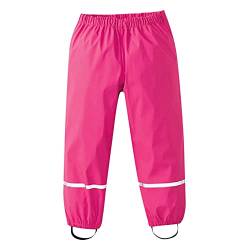 Kinder Regenhose Outdoor Wasserdicht Latzhose Atmungsaktiv Jungen Mädchen Buddelhose Leicht Matschhose Ungefüttert Dünne Regenlatzhose Regenhose Schlamm Hosen Kinder 1_12 Jahre (Hot Pink, 10-12 Years) von Generic