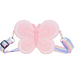 Kinder Schmetterling Crossbody Body Süße Kieselgel Mini -umhängetaschen Süßigkeiten Farbe Baby Girls Coin Handtaschen Regentaschen Regenbogenriemen von Generic