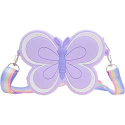 Kinder Schmetterling Crossbody Body Süße Kieselgel Mini -umhängetaschen Süßigkeiten Farbe Baby Girls Coin Handtaschen Regentaschen Regenbogenriemen von Generic