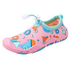 Kinder Schwimmschuhe Outdoor Strandschuhe Tauch- und Schnorchelschuhe Flachboden Reitschuhe mit weichem Boden Dinosaurier-Schuhe (Pink, 9.5-10 Years Big Kids) von Generic