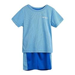 Kinder Sport Kleidung Set T-Shirt+Hosen Kleinkind Jungen Kurzarm Mode Patchwork Farbe Atmungsaktives Mesh Coole Tops Shorts 2 STÜCKE Sport Outfits Kleidung Set Sommer Outfits (Light Blue, 4-5 Years) von Generic