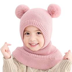 Kinder Wintermütze Schals Ohrenklappe Jungen Mädchen 2 In 1 Kleinkinder Beanie Schlupfmütze Mädchen Winter Strick Mützen Und Schal Mütze Winter Mädchen 2-6 Jahre von Generic