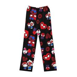 Kitty Pyjama Hose Kitty, Pyjamahose Damen Lang Spider Hose Pyjama Man Kitty Kotty Kitty Pants Y2K Plüsch Matching Pyjamas Couple Spider Pyjamahose Hose Man Kuscheliger Bademantel (A01,XL) von Generic