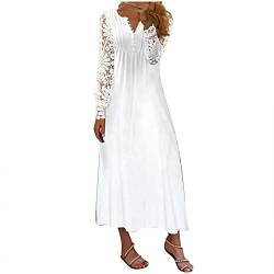 Kleid Mit Hose Drunter, Sommerkleider Unterröcke Beyonddress Damen Abendkleider Lang Hochzeit Spitze Prinzessin Ärmellos Brautkleid Ballkleider Midi Kleider Damen(Weiß-2,M) von Generic