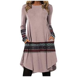 Kleider Damen, Strickkleid Damen Winter Lang Strickkleider Pullikleid Tunika Kleider Hängerchen Kleid Damen Herbst Langarm Tunika Kleid Pullover Herbst Strickkleider Damen(Rosa,L) von Generic