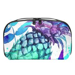 Kleine Kosmetiktasche, Elegante Make up Taschen, Reißverschlusstasche, Geschenke für Frauen, Reise wasserdichter Kulturbeutel Zubehör Organizer,Aquarell Tropische Frucht Ananas von Generic