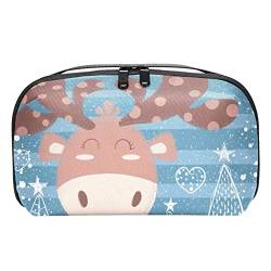 Kleine Kosmetiktasche, Elegante Make up Taschen, Reißverschlusstasche, Geschenke für Frauen, Reise wasserdichter Kulturbeutel Zubehör Organizer,Cartoon Weihnachtselch schön von Generic