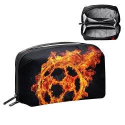 Kleine Kosmetiktasche, Elegante Make up Taschen, Reißverschlusstasche, Geschenke für Frauen, Reise wasserdichter Kulturbeutel Zubehör Organizer,Feuer Flamme Fußball Sport Art. Nr von Generic