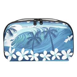 Kleine Kosmetiktasche, Elegante Make up Taschen, Reißverschlusstasche, Geschenke für Frauen, Reise wasserdichter Kulturbeutel Zubehör Organizer,Hawaii Blaue Palmen Ozean Sommer Blume von Generic