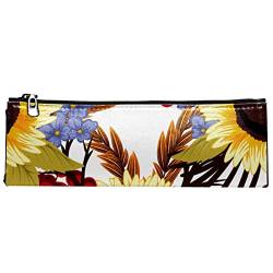 Kleine Kosmetiktasche, Elegante Make up Taschen, Reißverschlusstasche, Geschenke für Frauen, Reise wasserdichter Kulturbeutel Zubehör Organizer,Retro Sonnenblume mit Blumen von Generic