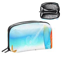 Kleine Kosmetiktasche, Elegante Make up Taschen, Reißverschlusstasche, Geschenke für Frauen, Reise wasserdichter Kulturbeutel Zubehör Organizer,Strand Seestern Sommer Ozean von Generic