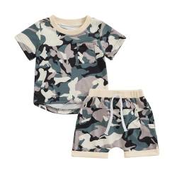 Kleinkind Baby Junge Kleidung Camouflage kurze Ärmel T-Shirts Top und Jogger Shorts Neugeborenes Kleinkind Baby Sommer Outfits (Multi-color, 18-24 Months) von Generic