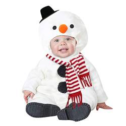 Kleinkind Baby Jungen Weihnachten Anzug Weihnachten Cosplay Kostüm Schneemann Fleece Hoodie Strampler Overall Schal Set Neugeborene Jungenkleidung (White, 12-18 Months) von Generic