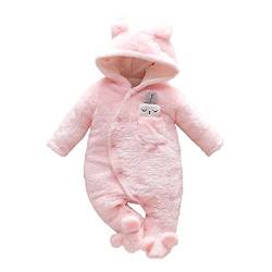 Kleinkind Jungen Mädchen Langarm Winter Fleece Kaninchen Kapuzen Neugeborenen Overall Strampler Damen Schlafanzug Katze (Pink, 0-3 Months) von Generic