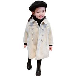 Kleinkind Kinder Baby Mädchen Jungen Fester Mantel Eleganter gekerbter Kragen Zweireihige Jacke Wollmantel Trenchcoat Oberbekleidung Pullover Weste Kinder (Beige, 3-4 Years) von Generic