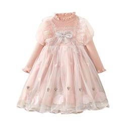 Kleinkind Mädchen Langarm Pullover Tüll Patchwork Spitze Prinzessin Kleid für 1 bis 7 Jahre Süße Babykleidung für Jungen (Pink, 3-4 Years) von Generic