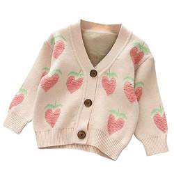 Kleinkind Mädchen Winter süße Fruchtdrucke Pullover Langarm warm gestrickt Pullover Strickwaren Tops Mantel Sweatjacke Baby (White, 1-2 Years) von Generic