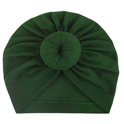 Kleinkind-Säuglings-Baby-Jungen-Mädchen-Mützen-Mütze-fester Baumwollgeknoteter elastischer Turban-Hut Haarschleifen für kleine Mädchen (Army Green, One Size) von Generic