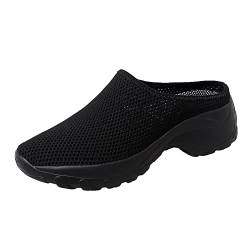 Knit Comfort Half Casual Platform Support Outdoor-Schuhe mit Bogen Atmungsaktive Hausschuhe Schuhe Wedge Walking Damen Freizeitschuhe Damenschuhe Halbschuhe (Black-A, 39) von Generic